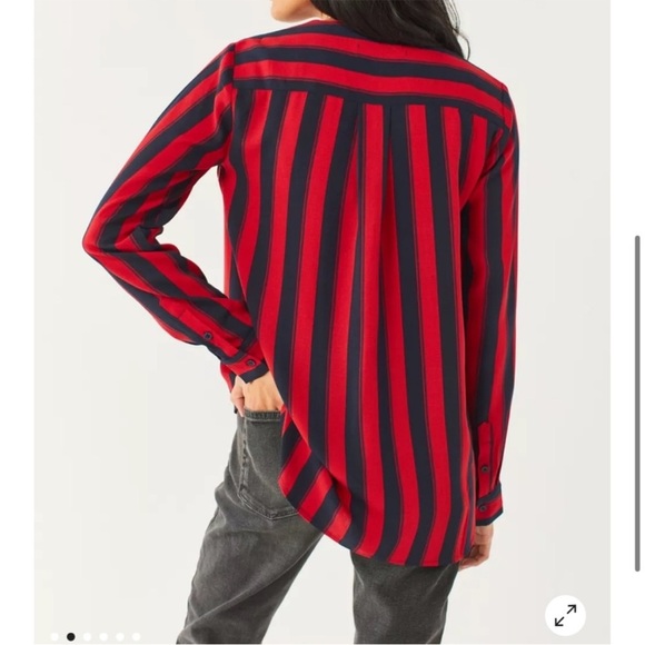 Urban Outfitters Longline Navy and Red Striped Surplice Blouse. Size Small. NWT - Picture 16 of 16